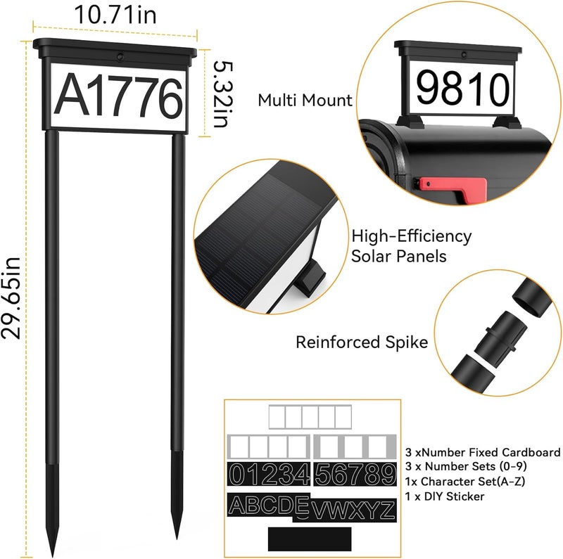 LumiZen Solar Address Sign, House Numbers for Outside Double Side, 12-Color Modes Lighting Address Plaque Outdoor Waterproof, Illuminated LED Address Numbers with Stakes for Yard Home Mailbox-2pack - Image 5